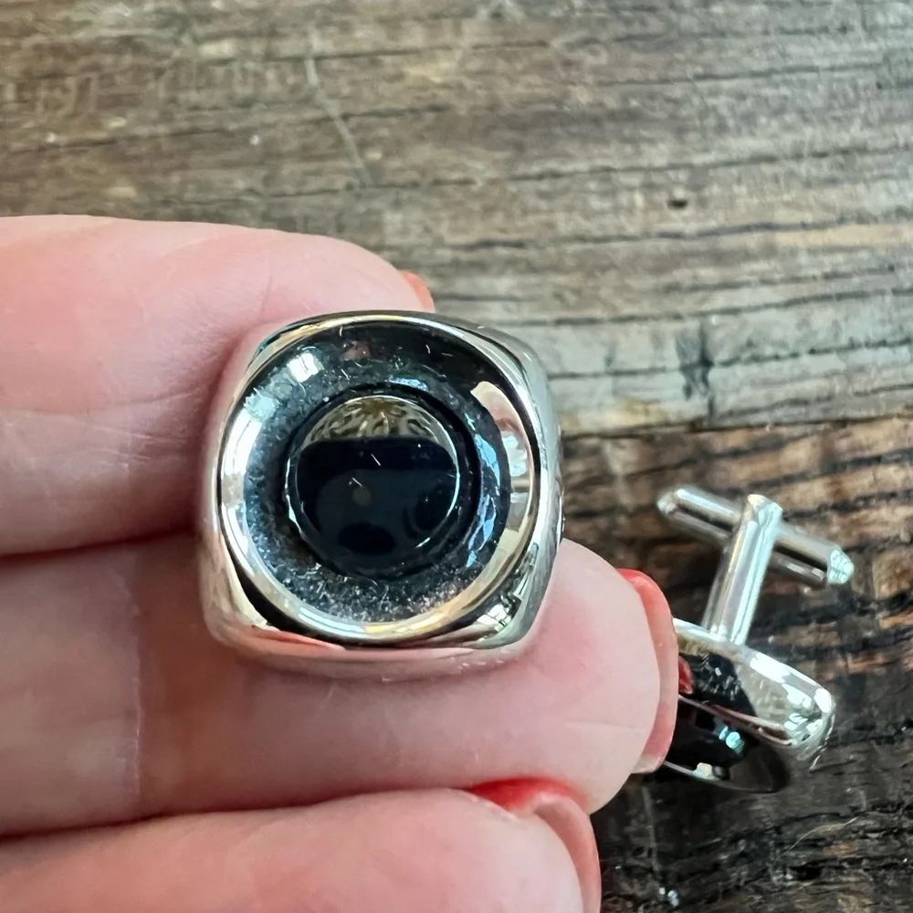 Silver and Black Cufflinks